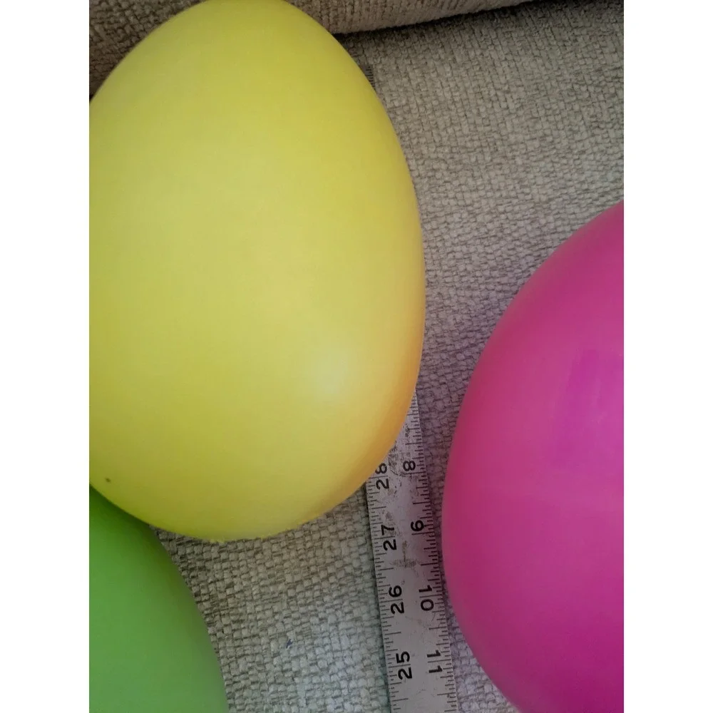 Jumbo Plastic Easter Eggs Set of 4 Pink Yellow Green 7.5‎ Inch Large Decor